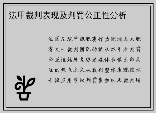 法甲裁判表现及判罚公正性分析